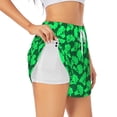 thumbnail image 1 of Gukieu Green Broccoli Print Women's Sports Shorts with Drawstring Elastic Waistband for Running, Yoga, Fitness-XX-Large, 1 of 7