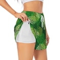thumbnail image 1 of Gukieu Green Flower Print Women's Sports Shorts with Drawstring Elastic Waistband for Running, Yoga, Fitness-X-Large, 1 of 7