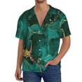 thumbnail image 1 of Gukieu Green Gold Glitter Print Men's Short-sleeved Shirts, Button-down Pocket Shirts, T-shirts, Beach Vacation Travel Summer Clothing-Large, 1 of 5