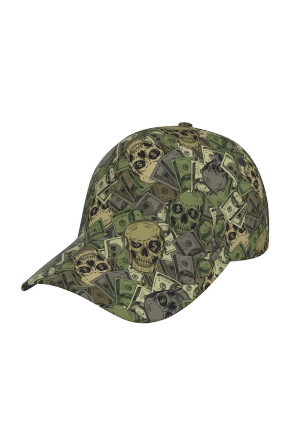 Green Skulls Prin Baseball Cap, Adjustable Sweat-wicking Daily,Travel, Sports Cap, Unisex