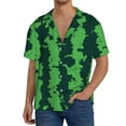 thumbnail image 1 of Gukieu Green Stripes Of Watermelon Print Men's Short-sleeved Shirts, Button-down Pocket Shirts, T-shirts, Beach Vacation Travel Summer Clothing-Small, 1 of 5