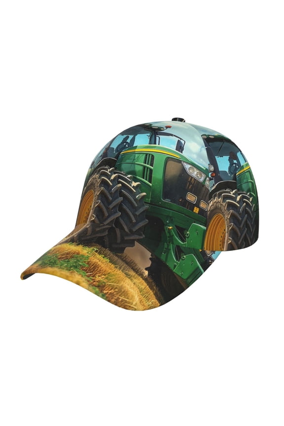 Green Tractor Field Prin Baseball Cap, Adjustable Sweat-wicking Daily,Travel, Sports Cap, Unisex