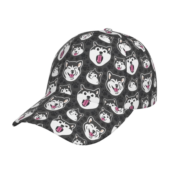 Gukieu Husky Prin Baseball Cap, Adjustable Sweat-wicking Daily,Travel, Sports Cap, Unisex