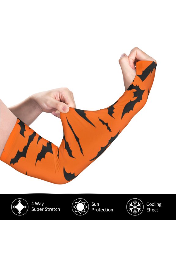 Halloween Bats for Adult Ice Silk Sun Protection Arm Sleeves, Moisture Wicking, UV Protection Outdoor Sports Arm Sleeves, Unisex