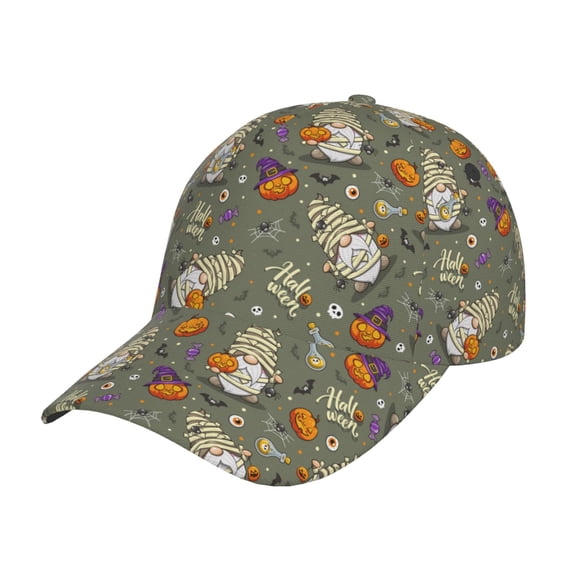 Gukieu Halloween Mummy Gnome Prin Baseball Cap, Adjustable Sweat-wicking Daily,Travel, Sports Cap, Unisex
