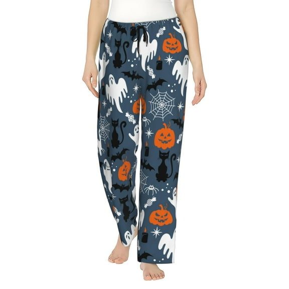 Gukieu Halloween Print Women's Home Trousers, with Pockets and Drawstring Pajamas, Home Pajamas, Sleepwear-X-Large
