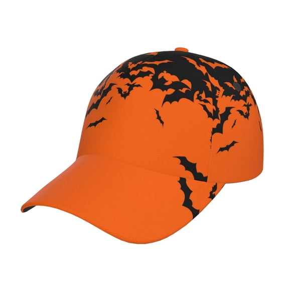 Gukieu Halloween With Black Bats Prin Baseball Cap, Adjustable Sweat-wicking Daily,Travel, Sports Cap, Unisex