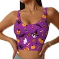 thumbnail image 1 of Gukieu Halloween2 Print Women's Sports Vest, Low-neck U-shaped Removable Pad Sports Bra for Yoga, Exercise, Dance-Medium, 1 of 8