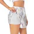 thumbnail image 1 of Gukieu Hand Drawn Rabbit Print Women's Sports Shorts with Drawstring Elastic Waistband for Running, Yoga, Fitness-Small, 1 of 7