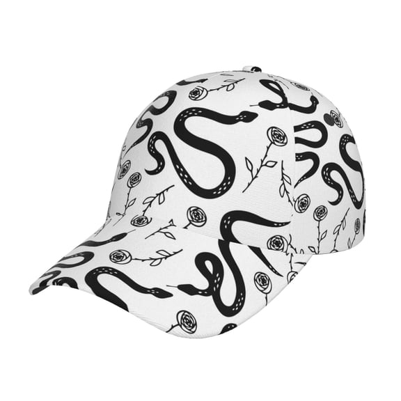 Gukieu Hand Drawn Snake Prin Baseball Cap, Adjustable Sweat-wicking Daily,Travel, Sports Cap, Unisex