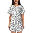 thumbnail image 1 of Gukieu Hand Drawn Snake Print Women's Short-sleeved Pajama Set, Round Neck Button Top Elastic Shorts 2-piece Set, Summer Home Leisure Clothing-4X-Large, 1 of 6