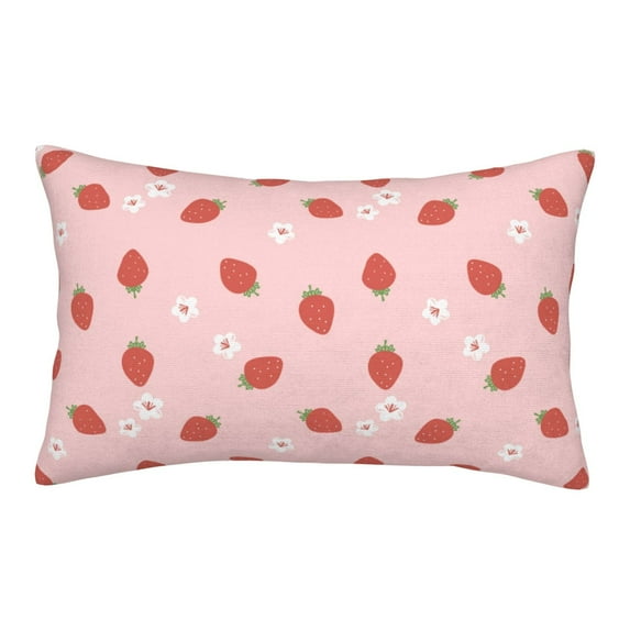 Gukieu Hand Drawn Strawberry Print Plush Pillow Cover, Hidden Zipper Pillow Protector without Pillow Core, Suitable for Bedroom, Office, Car Decoration-20"x30"