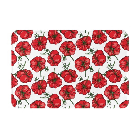 Gukieu Hand Drawn Tomatoes Print Dust-proof Floor Mats, Water-absorbent and Non-slip Flannel Door Mats 16x24in, Home Decoration Suitable for Kitchen, Bathroom, Garage