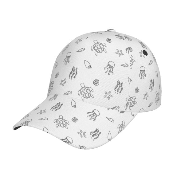 Gukieu Hand Drawn Turtle Prin Baseball Cap, Adjustable Sweat-wicking Daily,Travel, Sports Cap, Unisex