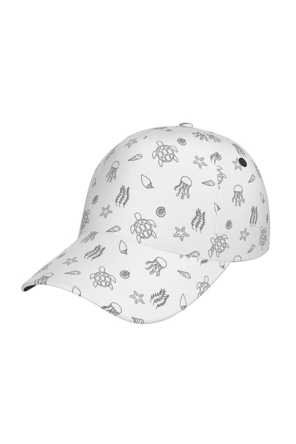 Hand Drawn Turtle Prin Baseball Cap, Adjustable Sweat-wicking Daily,Travel, Sports Cap, Unisex