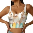 thumbnail image 1 of Gukieu Happy Easter Print Women's Sports Vest, Low-neck U-shaped Removable Pad Sports Bra for Yoga, Exercise, Dance-XX-Large, 1 of 8