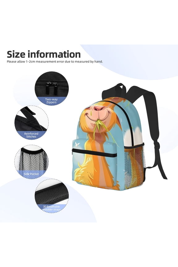 Happy Goat In Meadow Print Backpack, Waterproof Backpack with Adjustable Shoulder Straps, Suitable for Campus, Business, Travel, Unisex