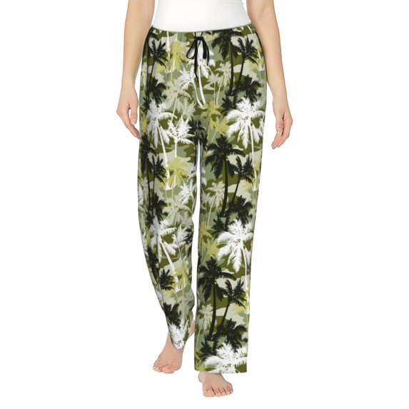 Gukieu Hawaii Palms Print Women's Home Trousers, with Pockets and Drawstring Pajamas, Home Pajamas, Sleepwear-Large