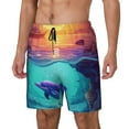 thumbnail image 1 of Gukieu Hawaiian Island Dolphin Print Men's Double Layer Sports Swim Trunks, Quick Dry Adjustable Waist Swim Shorts Swimwear-Medium, 1 of 6