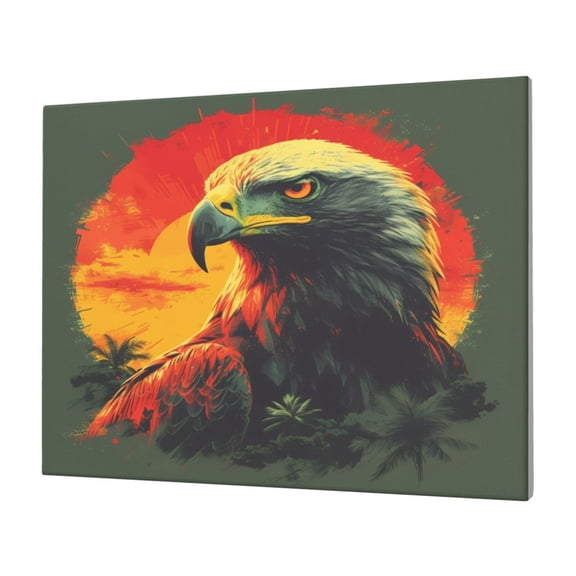 Gukieu Hawaiian Style Bald Eagle Print Horizontal Canvas Decorative Painting 12x16 Inch Shrinkage Resistant Frame Hanging Home Wall Art Decor
