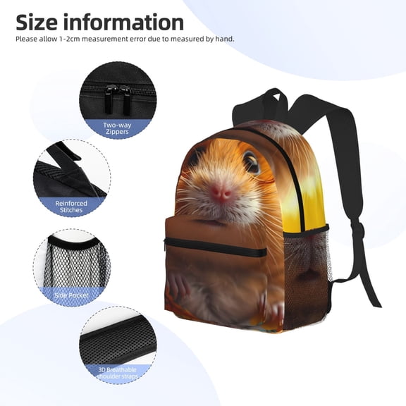 Gukieu Hawaiian Style Guinea Pig Print Backpack, Waterproof Backpack with Adjustable Shoulder Straps, Suitable for Campus, Business, Travel, Unisex