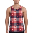 thumbnail image 1 of Gukieu Heart Plaid Print Men's Quick Dry Fitness Vest, Round Neck Sleeveless Fitness Bodybuilding Top-X-Large, 1 of 7