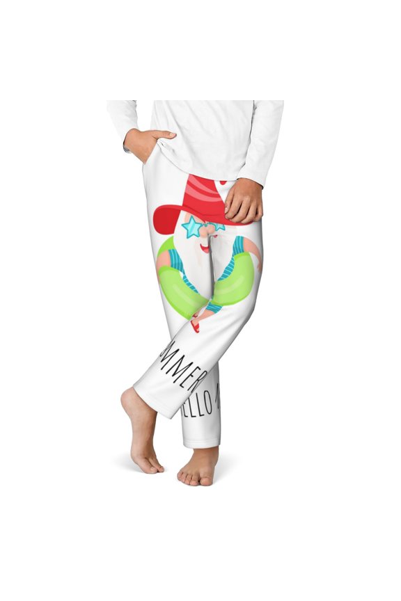 Hello Summer Gnome 2 Print Youth Home Trousers, Elastic Waistband with Pockets for Home and Outing, Suitable for Children Aged 5-16-XS(5-6)