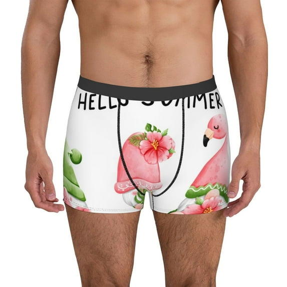 Gukieu Hello Summer Gnome Print Men's Boxer Briefs, High Elastic Moisture Wicking Boxer Briefs Underwear-X-Large