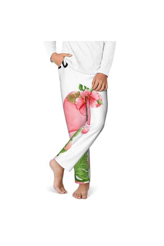 Hello Summer Gnome Print Youth Home Trousers, Elastic Waistband with Pockets for Home and Outing, Suitable for Children Aged 5-16-Large