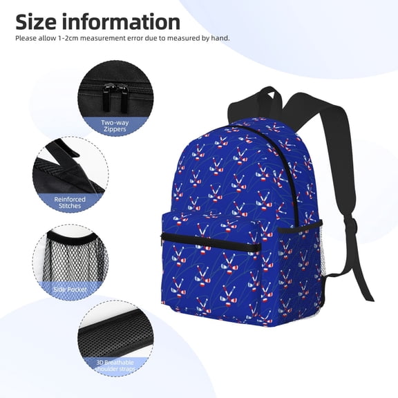 Gukieu Hockey Print Backpack, Waterproof Backpack with Adjustable Shoulder Straps, Suitable for Campus, Business, Travel, Unisex