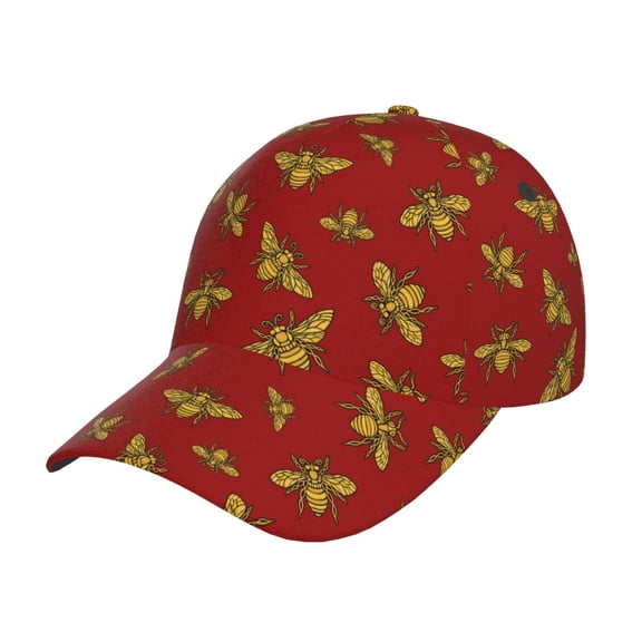 Gukieu Hohey Bee Golden Prin Baseball Cap, Adjustable Sweat-wicking Daily,Travel, Sports Cap, Unisex