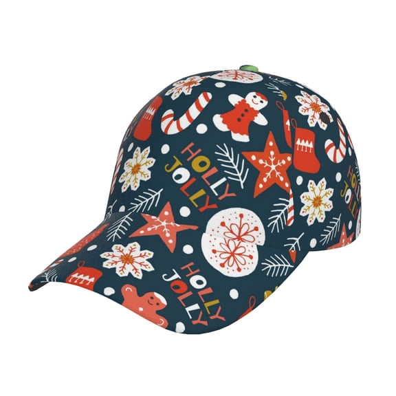 Gukieu Holiday Christmas Cookies Prin Baseball Cap, Adjustable Sweat-wicking Daily,Travel, Sports Cap, Unisex