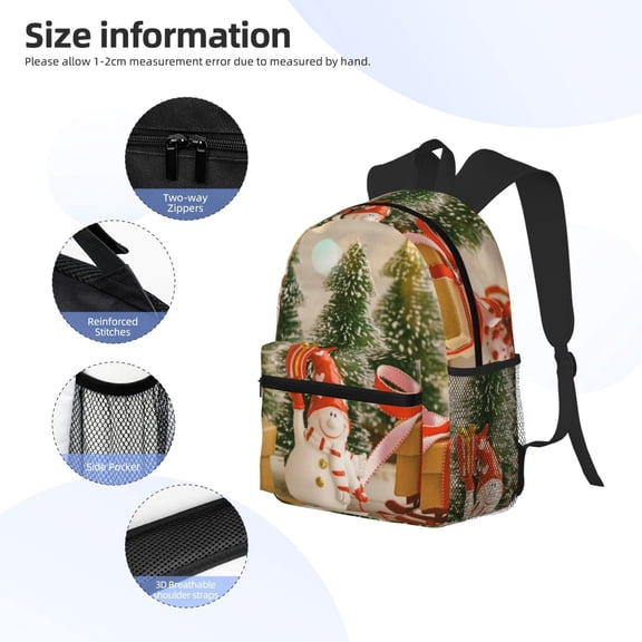 Gukieu Holiday Christmas Stars Print Backpack, Waterproof Backpack with Adjustable Shoulder Straps, Suitable for Campus, Business, Travel, Unisex