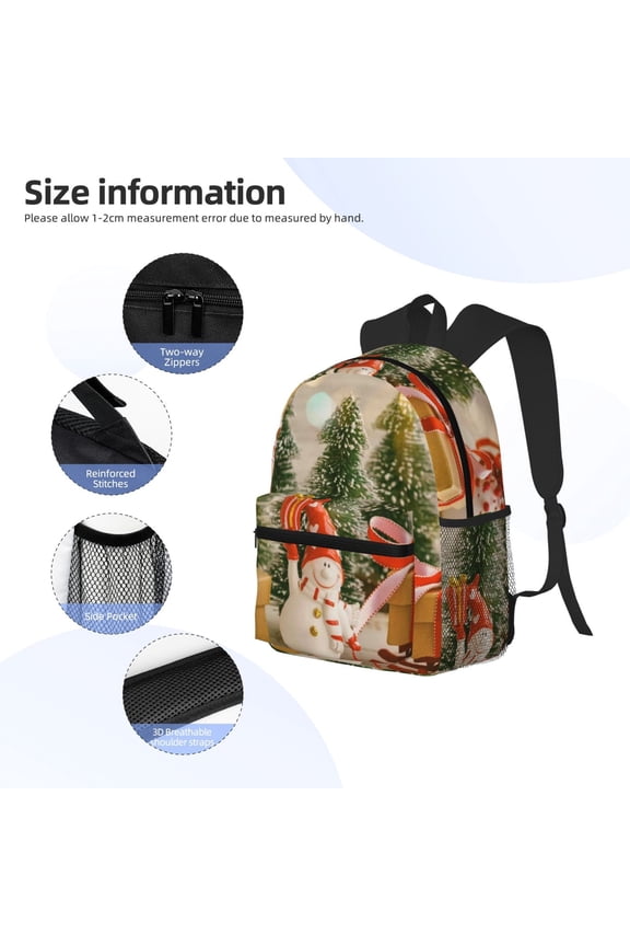 Holiday Christmas Stars Print Backpack, Waterproof Backpack with Adjustable Shoulder Straps, Suitable for Campus, Business, Travel, Unisex