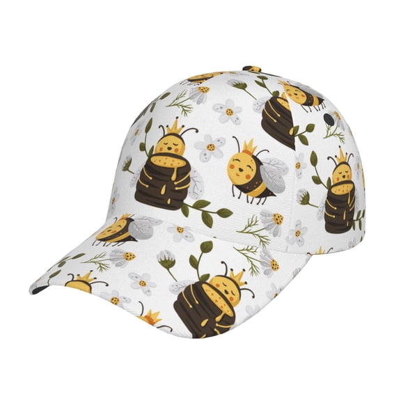 Gukieu Honey Bee Insect Prin Baseball Cap, Adjustable Sweat-wicking Daily,Travel, Sports Cap, Unisex