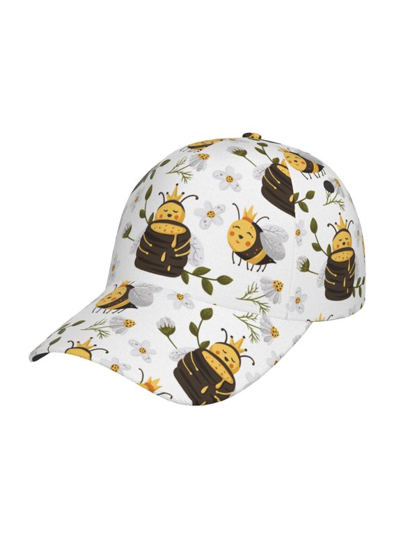 Honey Bee Insect Prin Baseball Cap, Adjustable Sweat-wicking Daily,Travel, Sports Cap, Unisex