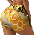thumbnail image 1 of Gukieu Honey Bee Print Women's Sports Shorts, Elastic Waist High Stretch Running Yoga Gym Sweatpants-Medium, 1 of 8