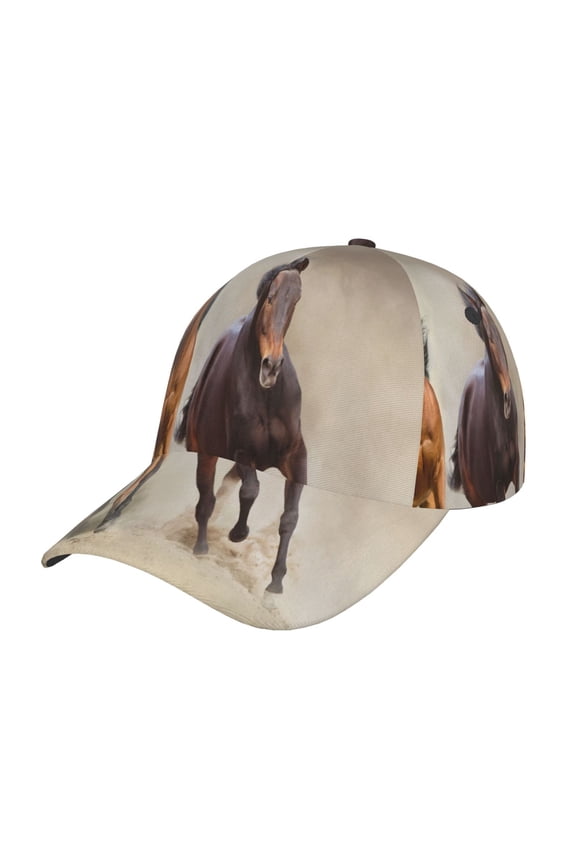 Horses free run on desert Prin Baseball Cap, Adjustable Sweat-wicking Daily,Travel, Sports Cap, Unisex