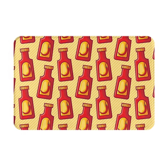 Gukieu Hot Chili Print Dust-proof Floor Mats, Water-absorbent and Non-slip Flannel Door Mats 16x24in, Home Decoration Suitable for Kitchen, Bathroom, Garage