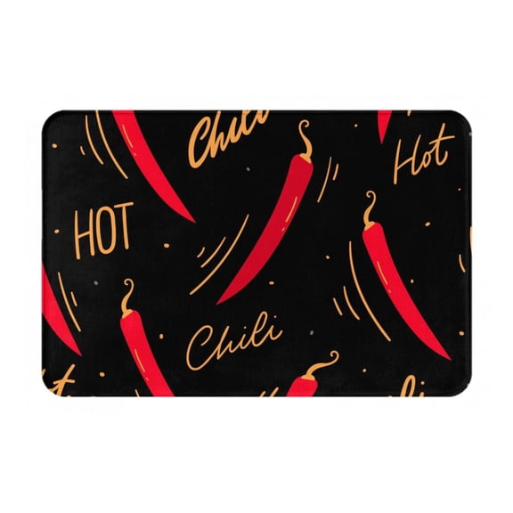 Gukieu Hot Chili Print Dust-proof Floor Mats, Water-absorbent and Non-slip Flannel Door Mats 16x24in, Home Decoration Suitable for Kitchen, Bathroom, Garage