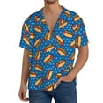 thumbnail image 1 of Gukieu Hot Dog 1 Print Men's Short-sleeved Shirts, Button-down Pocket Shirts, T-shirts, Beach Vacation Travel Summer Clothing-Small, 1 of 5