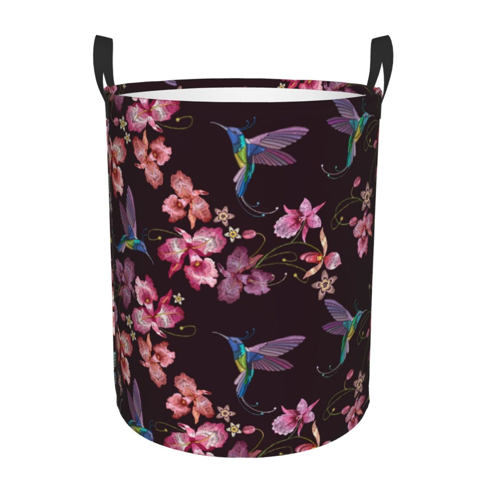 Gukieu Humming Bird And Tropical Print Round Dirty Clothes Bag ...