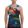 thumbnail image 1 of Gukieu Ice Blue Ocean Sea Turtle Print Men's Quick Dry Fitness Vest, Round Neck Sleeveless Fitness Bodybuilding Top-3X-Large, 1 of 7