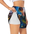 thumbnail image 1 of Gukieu Ice Blue Ocean Sea Turtle Print Women's Sports Shorts with Drawstring Elastic Waistband for Running, Yoga, Fitness-X-Large, 1 of 7