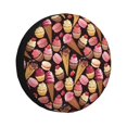 thumbnail image 1 of Gukieu Ice Cream Cake Print Car Tire Cover, Adjustable Waterproof and Dustproof Tire Protection Cover, Suitable for SUV, Truck, Van-15 inch, 1 of 6