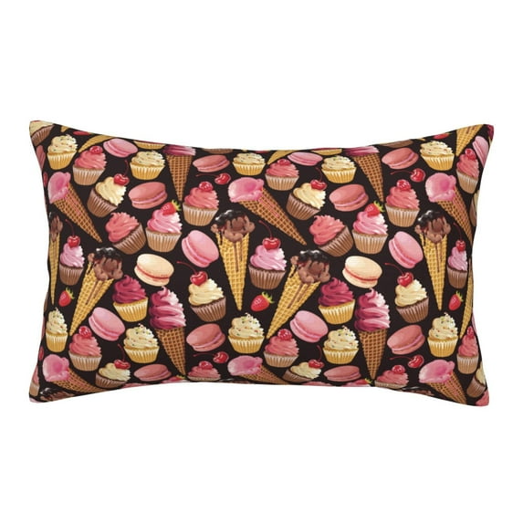 Gukieu Ice Cream Cake Print Plush Pillow Cover, Hidden Zipper Pillow Protector without Pillow Core, Suitable for Bedroom, Office, Car Decoration-16"x24"