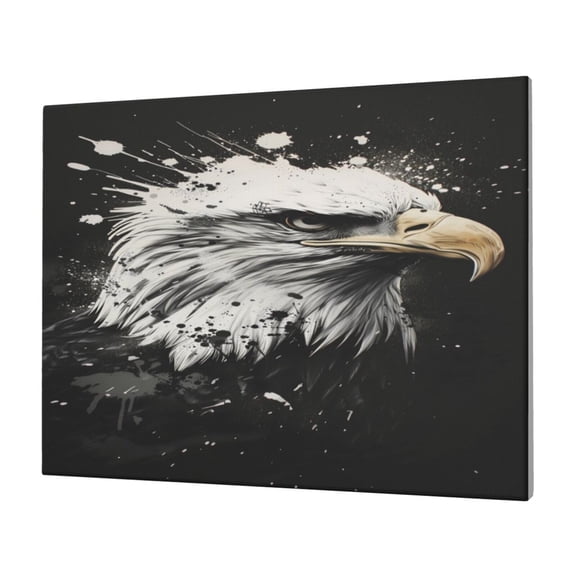 Gukieu Ink Style Bald Eagle Print Horizontal Canvas Decorative Painting 12x16 Inch Shrinkage Resistant Frame Hanging Home Wall Art Decor