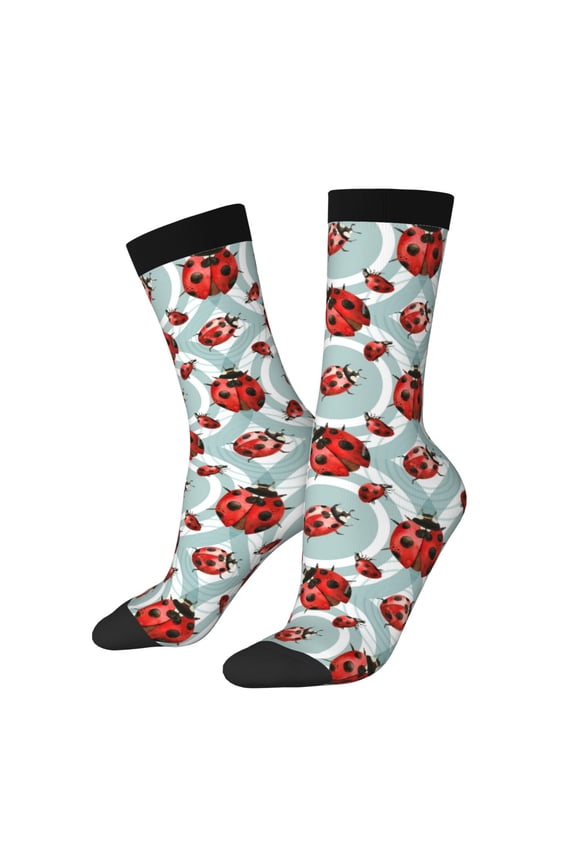 Insects Print Contrast Color Mid-calf Socks, Sweat-wicking Athletic Socks, Unisex Clothing Accessories