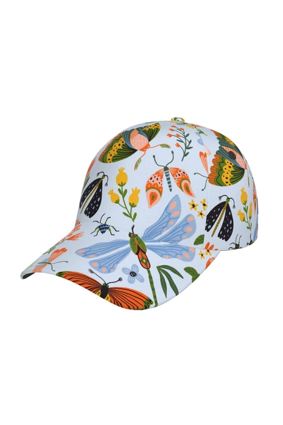 Insects and Flowers Prin Baseball Cap, Adjustable Sweat-wicking Daily,Travel, Sports Cap, Unisex