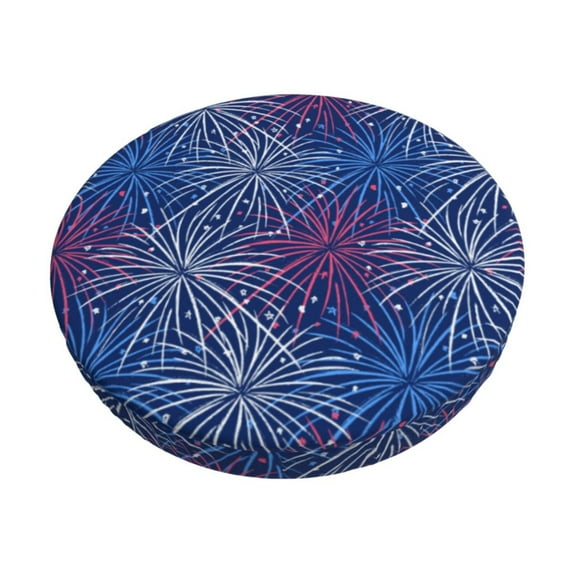 Gukieu Ireworks In The Night Sky Print Round Chair Cover, Dust-proof and Non-slip Bar Chair Protective Cover, Suitable for Bars, Restaurants, Offices-12 inch